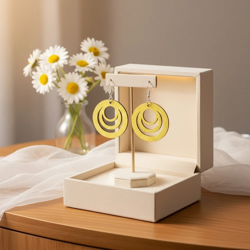 Elegant Yellow Hoop Earrings - Picture 2 of 2